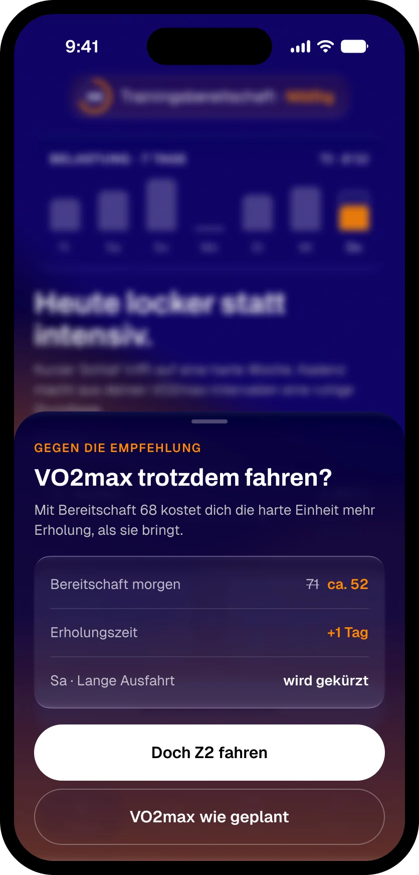 Kadenz, Rückfrage vor dem Beibehalten des Plans: VO2max trotzdem fahren?